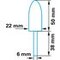 Ogival grinding pin Ø22 with 6 mm pin